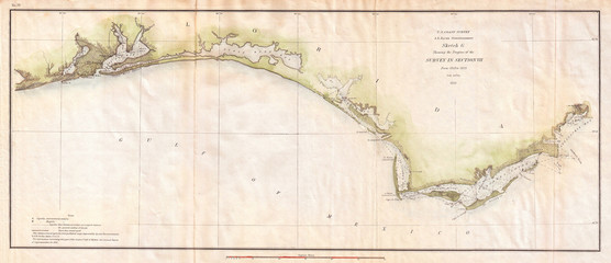 1853, U.S. Coast Survey Map of the Western Florida Panhandle