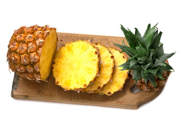 ripe pineapple cut on the tabletop