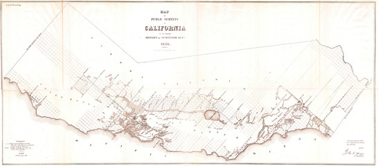 1854, Duval Public Survey Map of California
