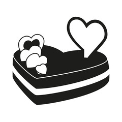 Black and white heart cake