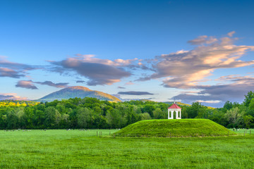 The Nacoochee Mound archaeological site in Helen, Georgia, USA. - obrazy, fototapety, plakaty