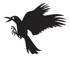 Flying raven silhouette