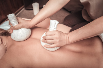 Close up of special hot white bags