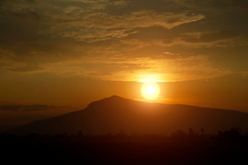 Golden sky at the sunrise background.