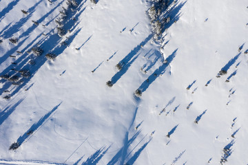 Fototapeta na wymiar Aerial drone view of winter landscape