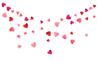 Red flying hearts bright love passion vector background.