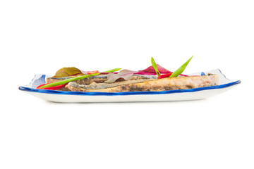 Korean fried fish on a white background