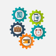 business design in cogwheels, the concept of business robots