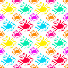 Color Ink splat. Colored paint stains seamless pattern