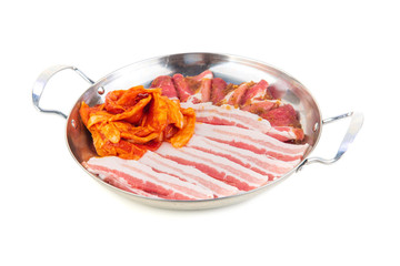 raw meat for Korean cuisine on a white background