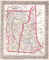 1874, Mitchell Map of Vermont and New Hampshire