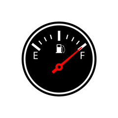 Full fuel gauge silhouette icon. Clipart image isolated on white background