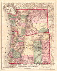 1875, Gray Map of Washington and Oregon