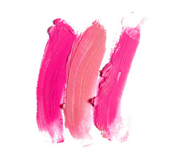 Red and pink lipstick texture white isolated background