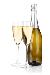 Champagne bottle and glasses