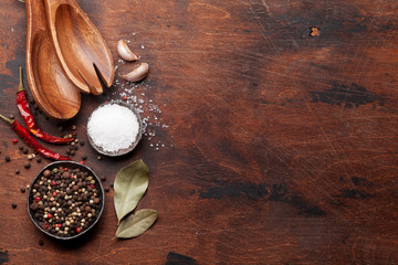 Various spices, herbs and cooking utensils
