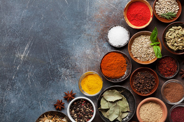 Set of various spices and herbs