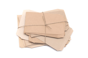 Stack of bound envelopes isolated