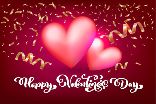 Happy Valentines Day typography vector design for greeting cards and poster. Valentine vector text on a red holidays background. Design template celebration illustration