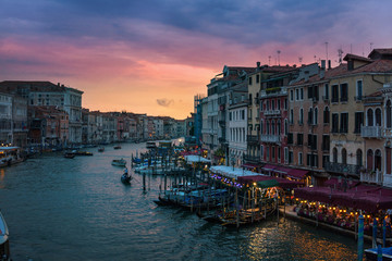 Obraz premium Amazing view of Grand Canal with gondolas at sunset. Venice, Italy