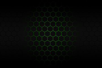 Black hexagon and green neon light