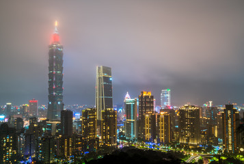 Fototapeta na wymiar Taipei skyline at night. Taiwan, the Republic of China