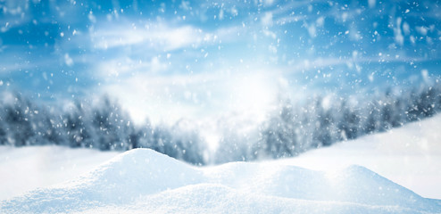 Winter background of snow and free space for your decoration 
