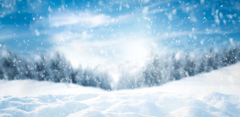 Winter background of snow and free space for your decoration 