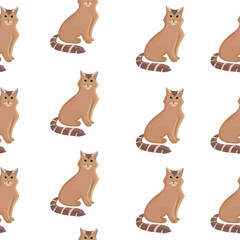 Vector cat seamless pattern. Cute kitten in cartoon style