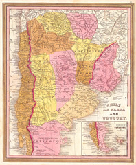 1846, Burroughs, Mitchell Map of Argentina, Uruguay, Chili in South America