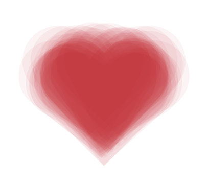 Vector Illustration Of Vibrating Red Heart The Symbol Of Love. Valentine's Greeting Card