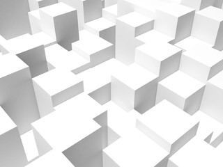 Abstract white digital background, 3 d cubes