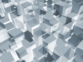 Abstract geometric pattern, shiny blue cubes 3d