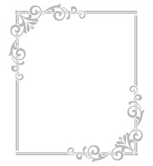 Decorative frame Elegant vector element for design in Eastern style, place for text. Floral grey border. Lace illustration for invitations and greeting cards