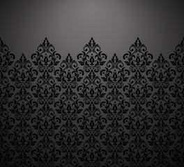 Wallpaper in the style of Baroque. Vector background. Black and grey floral ornament. Graphic pattern for fabric, wallpaper, packaging. Ornate Damask flower ornament - obrazy, fototapety, plakaty