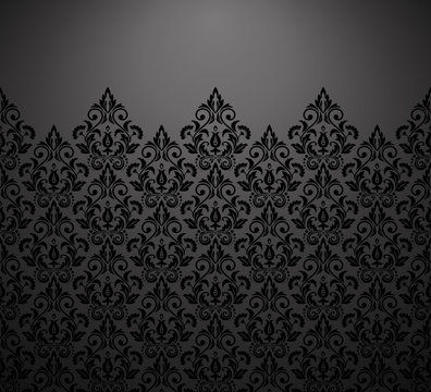 Wallpaper in the style of Baroque. Vector background. Black and grey floral ornament. Graphic pattern for fabric, wallpaper, packaging. Ornate Damask flower ornament