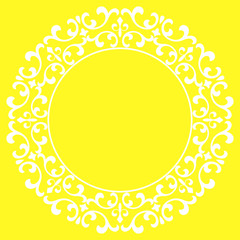 Decorative frame Elegant vector element for design in Eastern style, place for text. Floral yellow border. Lace illustration for invitations and greeting cards