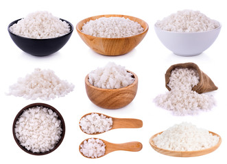 Sea salt on white background