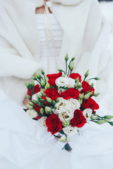 bride's bouquet of red and white roses
