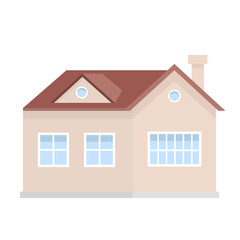 Residential house building, suburban private house, design element of urban or rural landscape vector Illustration