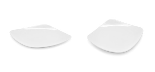 collection of ceramic white plate on white background