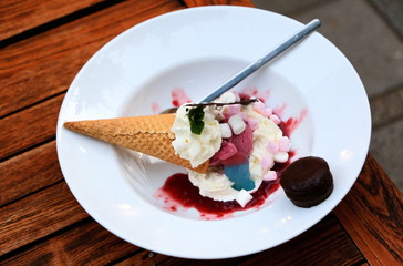 ice cream desert on plate