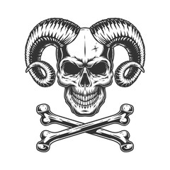 Vintage monochrome devil skull