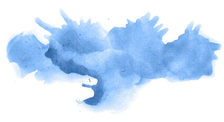 Abstract watercolor background hand-drawn on paper. Volumetric smoke elements. Blue, Marina color. For design, web, card, text, decoration, surfaces.