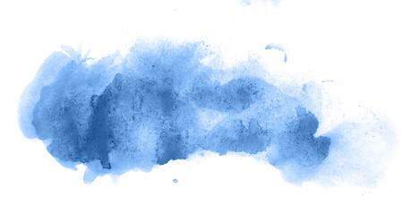 Abstract watercolor background hand-drawn on paper. Volumetric smoke elements. Blue, Marina color. For design, web, card, text, decoration, surfaces.