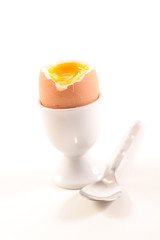 boiled egg on white background