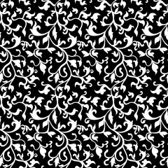 Seamless gold floral damask pattern. Wallpaper in the style of Baroque. Vector background. Black and white texture. Floral ornament.