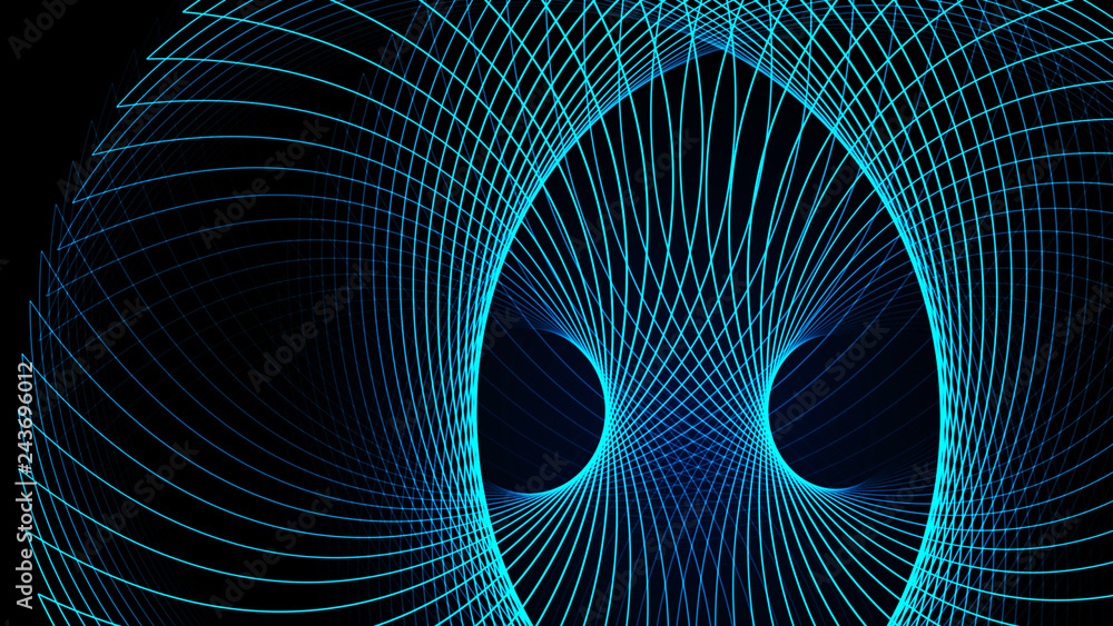Poster effect of depth of round virtual tunnel. bid data stream visualization. technology banner for busine