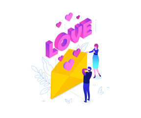 Love letter - modern colorful isometric vector illustration