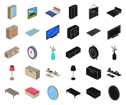 Isolated object of bedroom and room logo. Set of bedroom and furniture vector icon for stock.